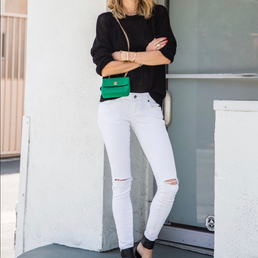 NWT Anine Bing white ripped jeans size 28